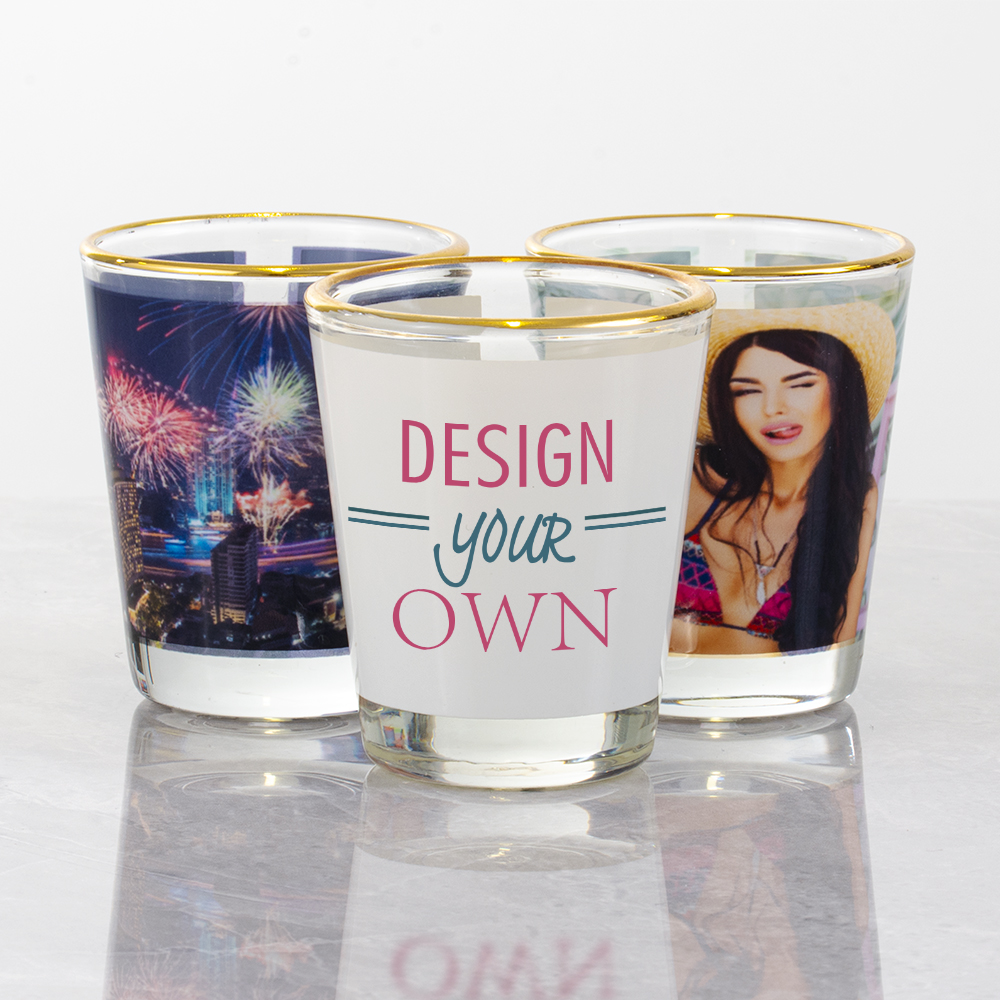 1.5 oz Custom Gold Rimmed Shot Glass Personalized Shot Glass