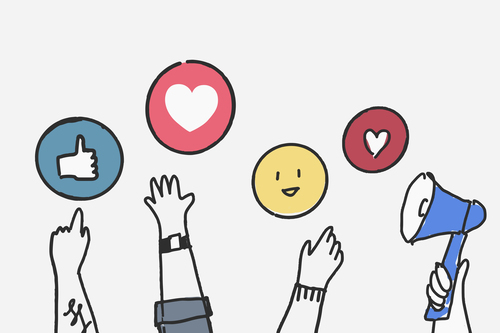 Doodle vector social media reaction concept