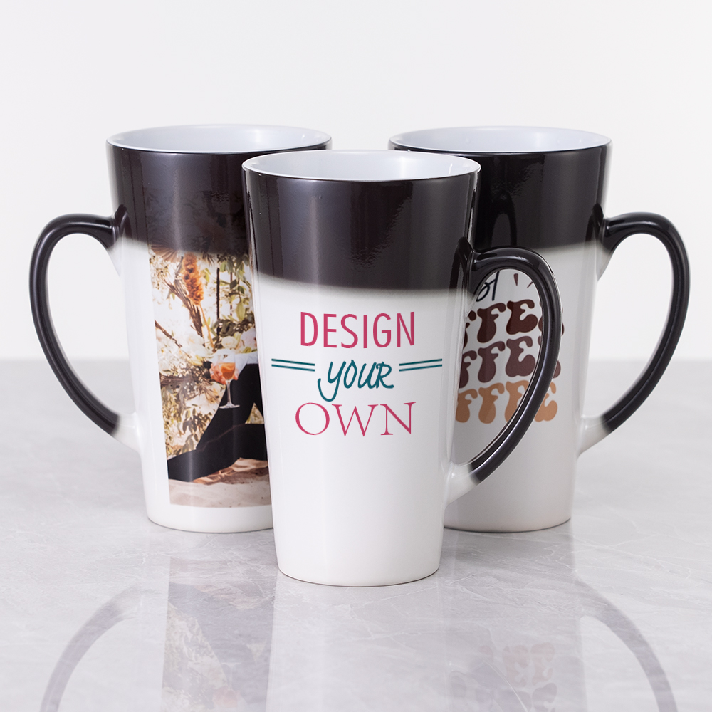 Custom Coffee Magic Mugs - Heat Sensitive Personalized Color Changing Cups  - 11 & 15 oz