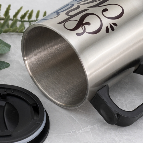 Customizable Travel Mug 14 oz Stainless Steel - Silver – BeeGeeTees