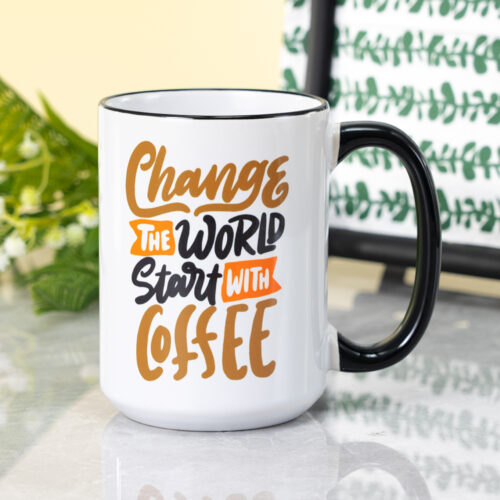 15 oz Rim & Handle Color Mug