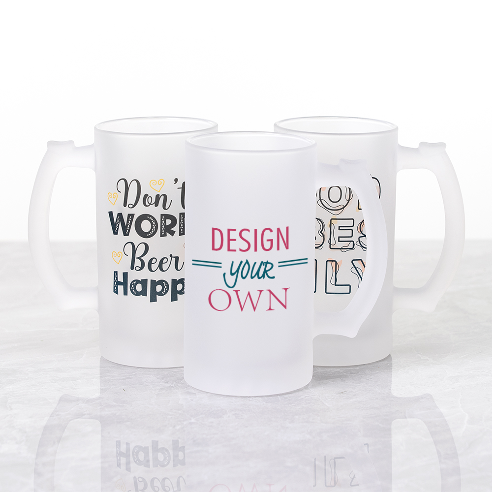Custom 16 oz Frosted Beer Glass | Personalized Frosted Beer Mug | Vivoprint
