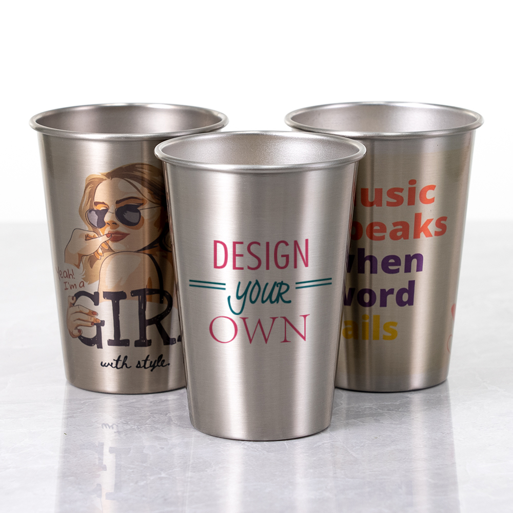 16 oz Custom Stainless Steel Pint Glass Personalized Stainless Steel
