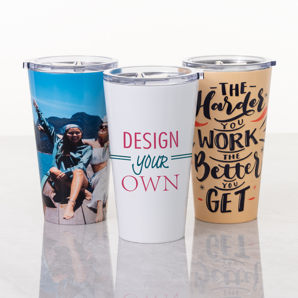 Custom Printed 20 oz. Stainless Steel Tumblers | Clear Lid | Double Wall  Insulation