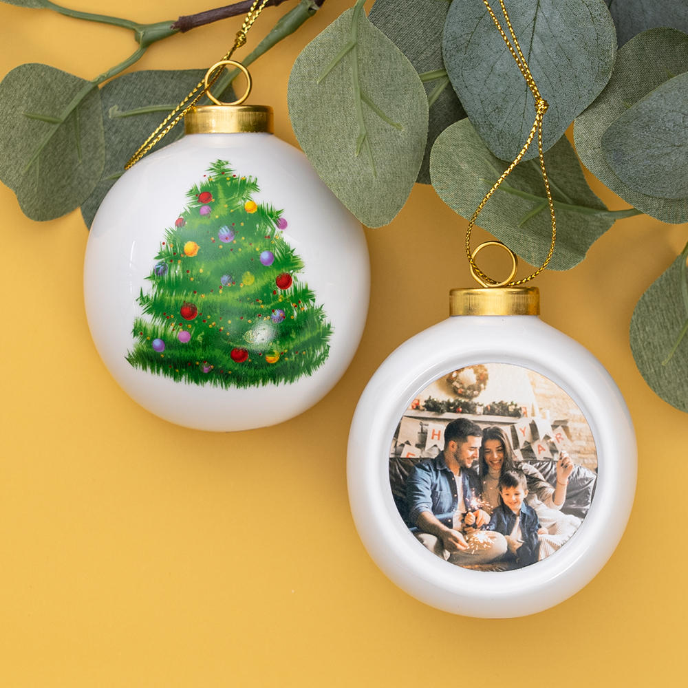 Custom Ceramic Ball Ornament, Personalized Photo Ornament