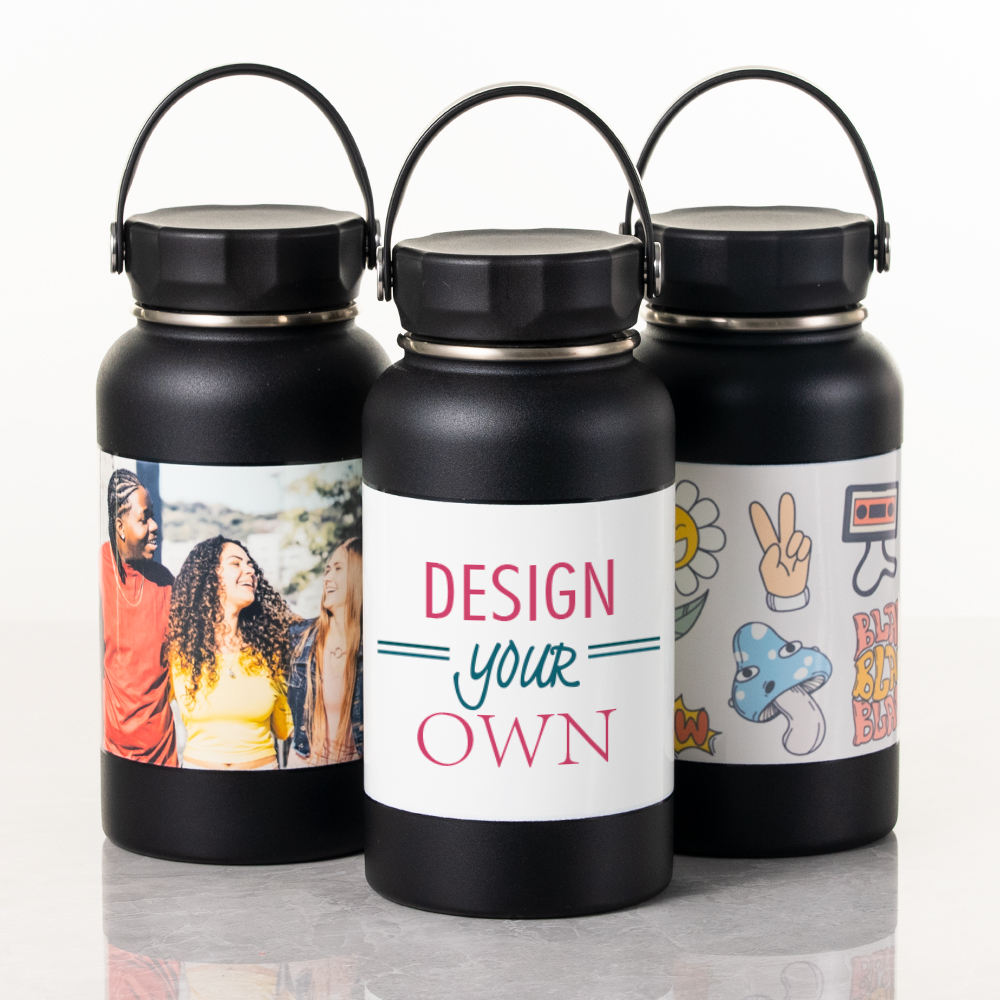 Personalized 25 oz Black Water Bottle - Customizable Photo Products & Gifts