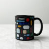 11 oz Abstract Multicolored Shapes on Black Mug