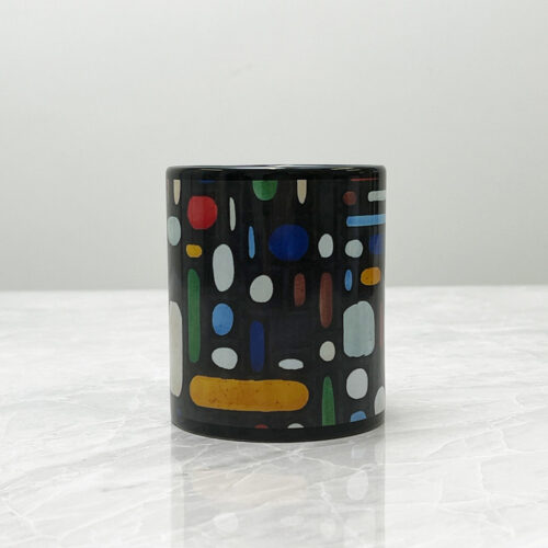 11 oz Abstract Multicolored Shapes on Black Mug