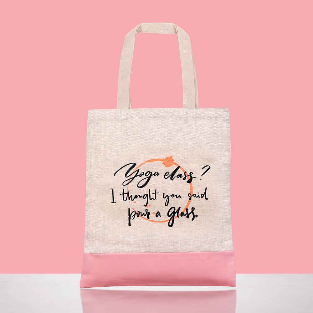 custom linen tote bag pink