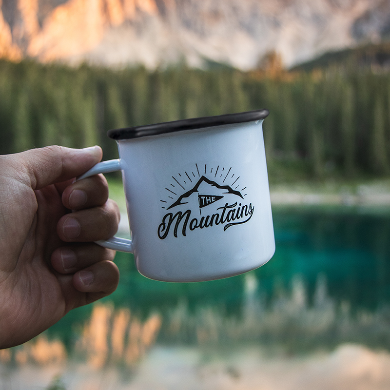 promotional 12 oz Enamel Camping Coffee Mug