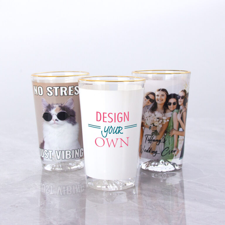 4 oz Gold Rim Shot Glass with Iceberg Bottom | Vivoprint