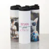 16 oz Stainless Steel Double-Wall Travel Tumbler with Lid (White)