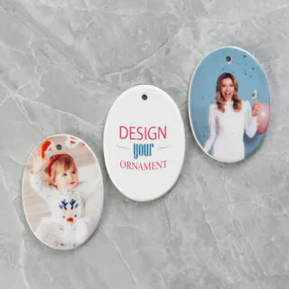 3″ Ceramic Oval-Shaped Ornament