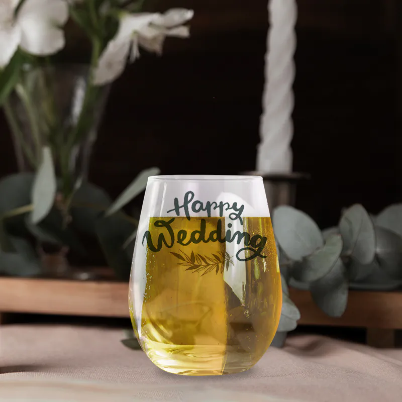 wedding_20 oz Stemless Wine Glass